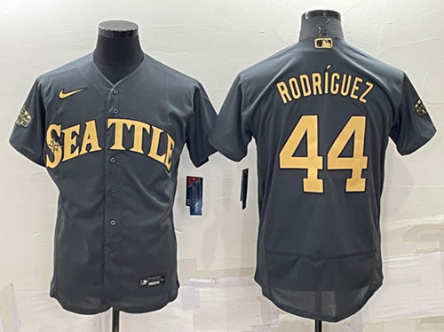 Men's Seattle Mariners #44 Julio Rodr??guez 2022 All-Star Charcoal Flex Base Stitched Jersey